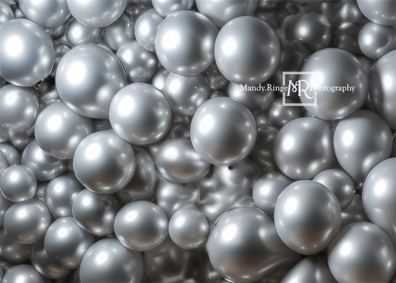 Kate Silver Balloon Wall Backdrop Designed by Mandy Ringe Photography