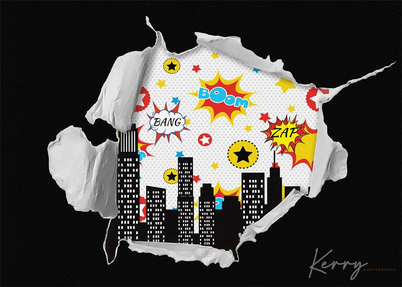 Kate Superhero City Broken Backdrop for Photography Designed by Kerry Anderson