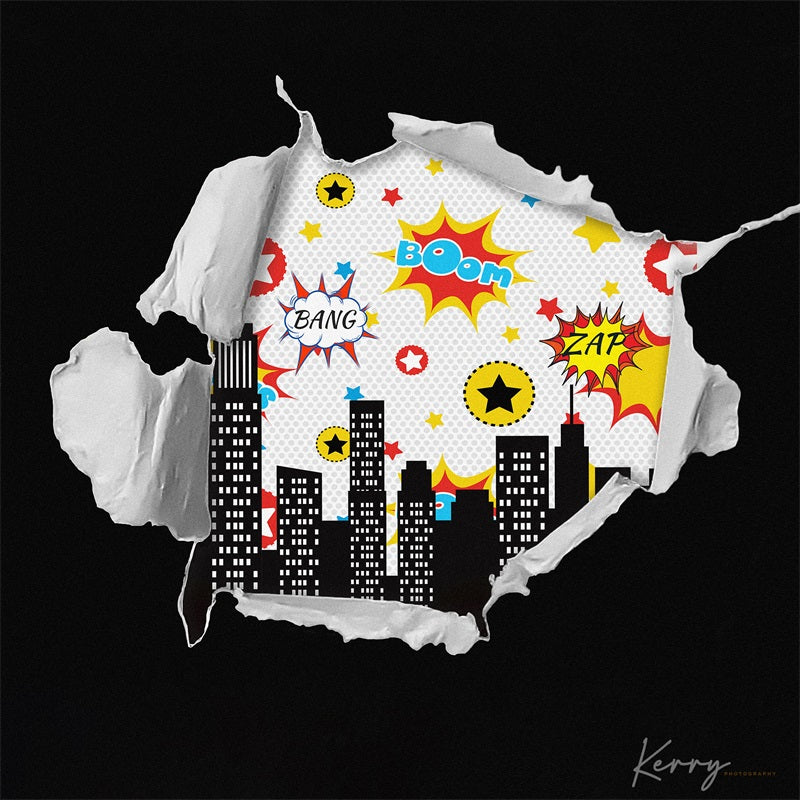 Kate Superhero City Broken Backdrop for Photography Designed by Kerry Anderson