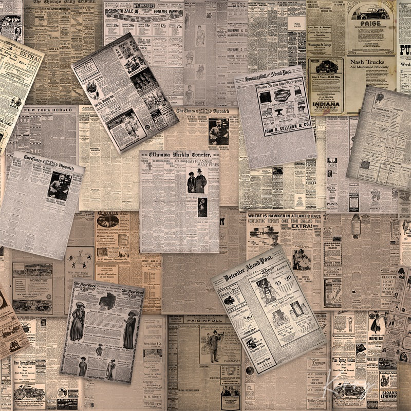Kate Retro Old Vintage Newspaper Wall Backdrop for Photography Designed by Kerry Anderson