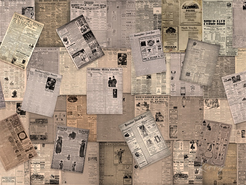 Kate Retro Old Vintage Newspaper Wall Backdrop for Photography Designed by Kerry Anderson