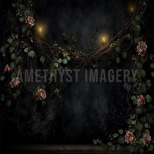 Kate Black Modern Rose Wall Backdrop Designed by Angela Miller