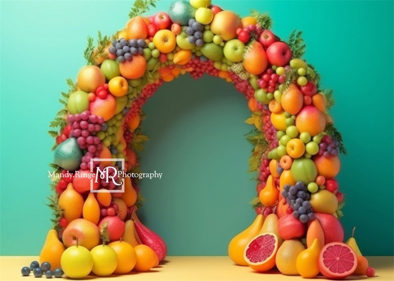Fondo de arco de frutas Tutti Fruitti diseñado por Mandy Ringe Photography para el verano.