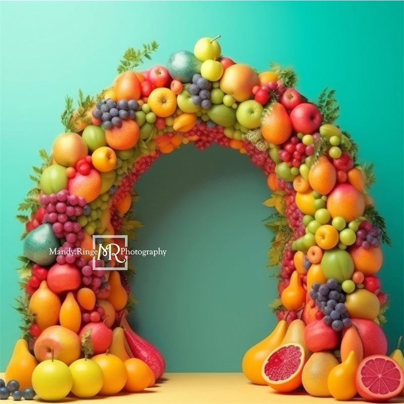 Fondo de arco de frutas Tutti Fruitti diseñado por Mandy Ringe Photography para el verano.