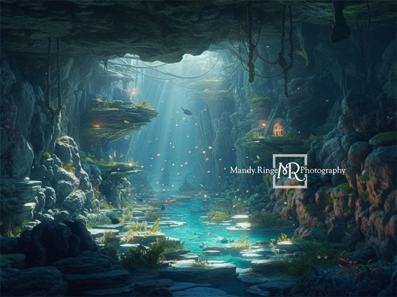 Kate Summer Underwater Mermaid Cave Backdrop Designed by Mandy Ringe Photography