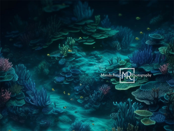 Summer Undersea Landscape Backdrop+Underwater Coral Floor Mat
