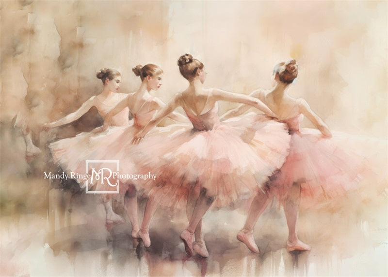 Kate Watercolor Ballerinas Backdrop Designed by Mandy Ringe Photography