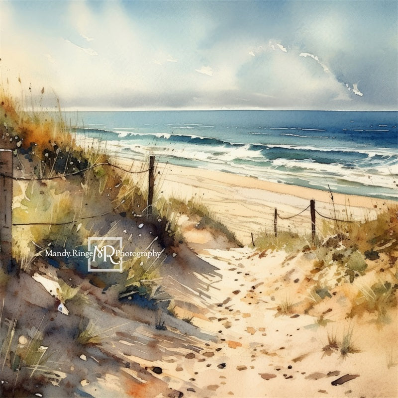 Kate Watercolor Beach Path Backdrop Designed by Mandy Ringe Photography