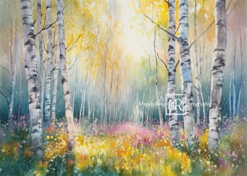 Kate Watercolor Spring Forest Backdrop Designed by Mandy Ringe Photography