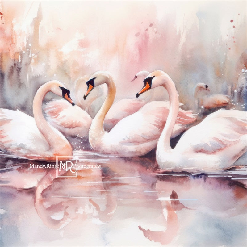 Kate Watercolor Swan Lake Backdrop Designed by Mandy Ringe Photography