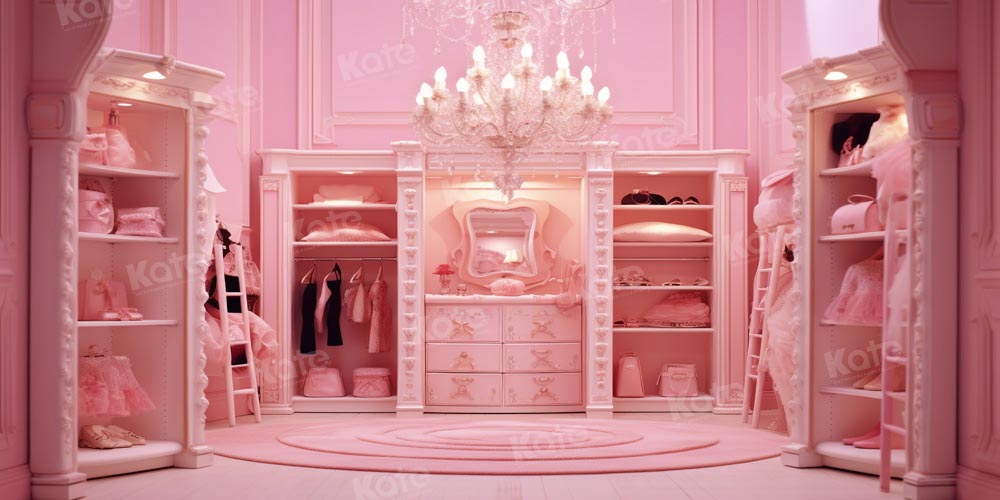 Kate Princess Fashion Doll Fantasy Pink Room Wardrobe Backdrop Designed by Chain Photography