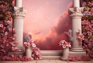 Muñeca de moda Fantasy rosa con fondo de boda arquitectura floral diseñado por Chain Photography