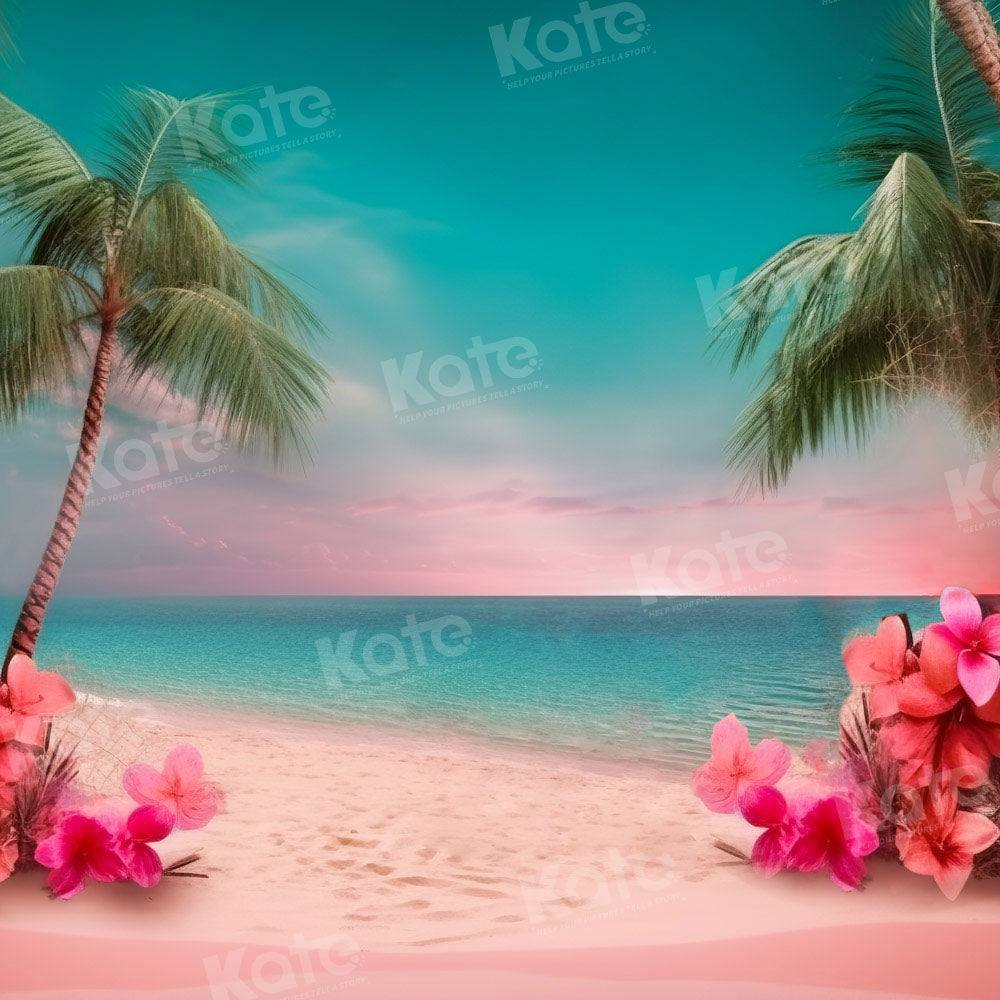 Kate Summer Sea Pink Sand Beach Backdrop Designed by Chain Photography