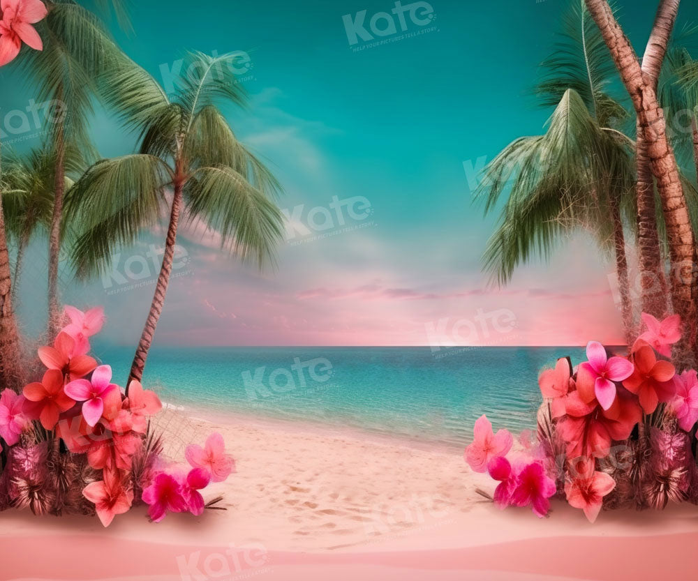 Kate Summer Sea Pink Sand Beach Backdrop Designed by Chain Photography