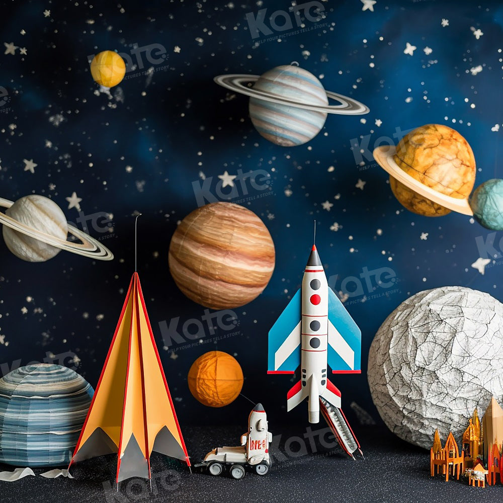 Kate Astronaut Universe Rocket Cake Smash Birthday Backdrop for Photography