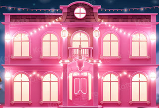 Kate Fashion Doll Fantasy Pink House Light Printed Backdrop Designed by Chain Photography