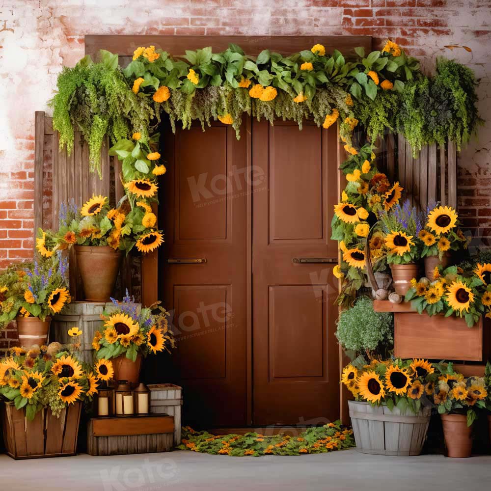 Kate Summer/Autumn Sunflower Barn Backdrop Designed by Chain Photography