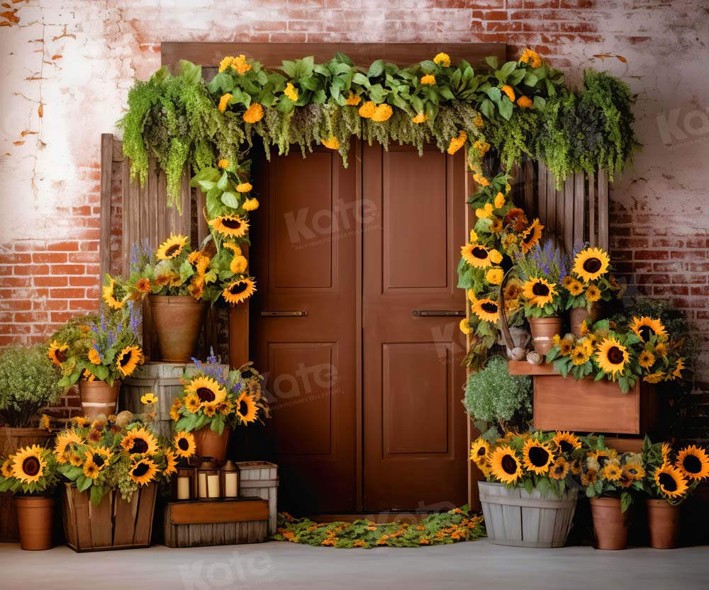 Kate Summer/Autumn Sunflower Barn Backdrop Designed by Chain Photography
