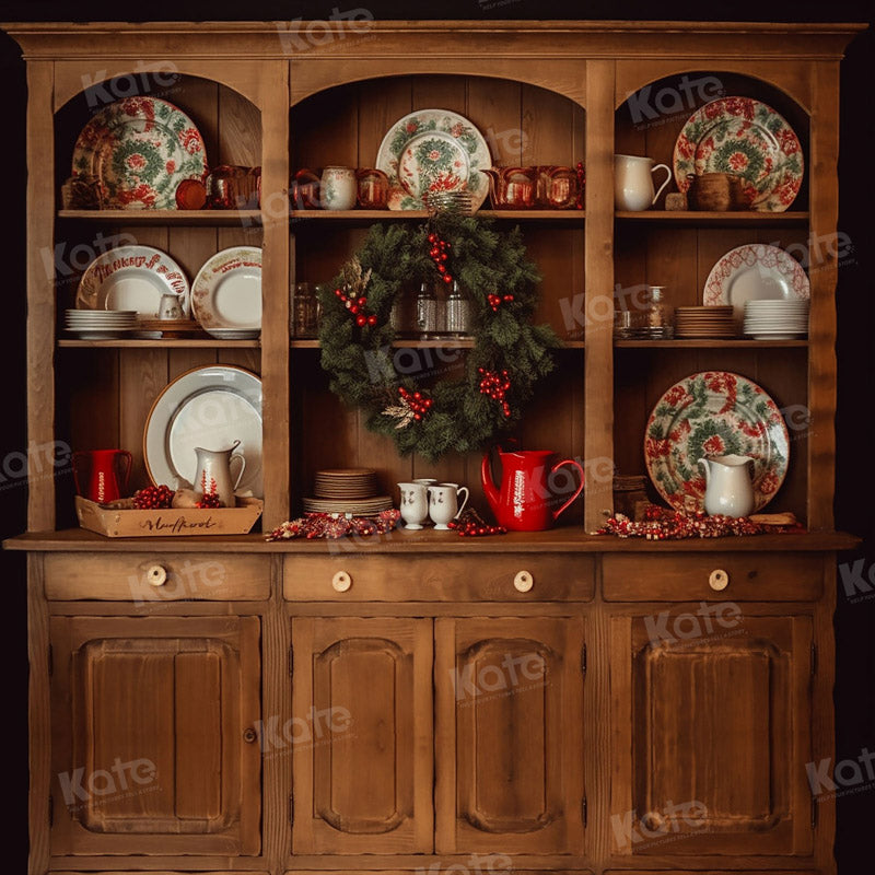 Kate Christmas Kitchen Vintage Cupboard Backdrop for Photography