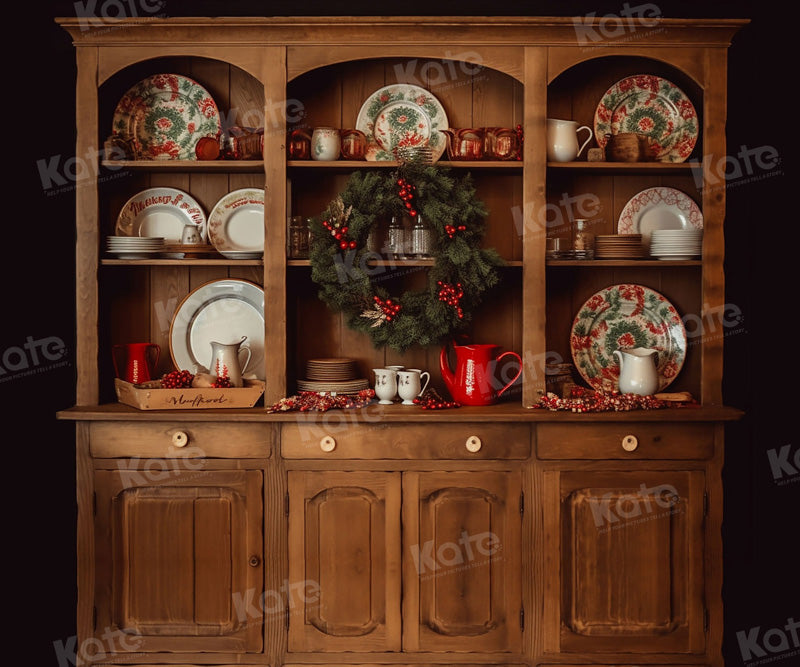 Kate Christmas Kitchen Vintage Cupboard Backdrop for Photography