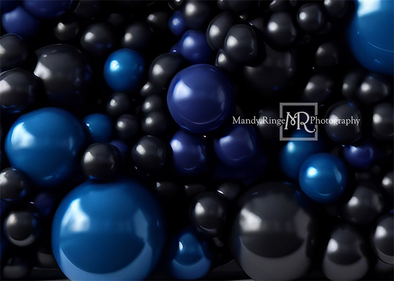 Kate Royal Blue and Black Balloon Wall Backdrop Designed by Mandy Ringe Photography