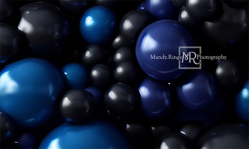 Kate Royal Blue and Black Balloon Wall Backdrop Designed by Mandy Ringe Photography