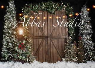 Kate Christmas Night Barn Door Lights Printed Backdrop Designed by Abbas Studio