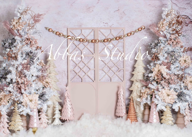 Kate Christmas Pink Door Backdrop Designed by Abbas Studio