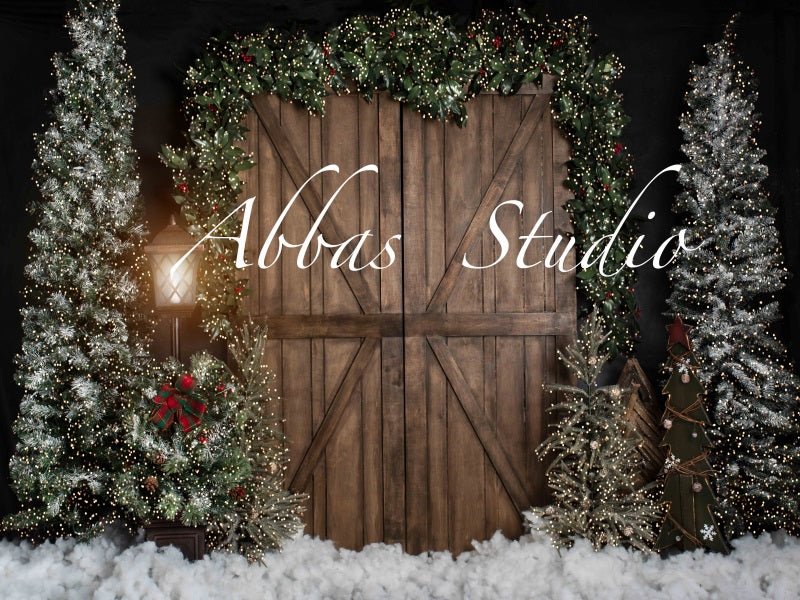 Kate Christmas Barn Door With Lights Backdrop Designed by Abbas Studio