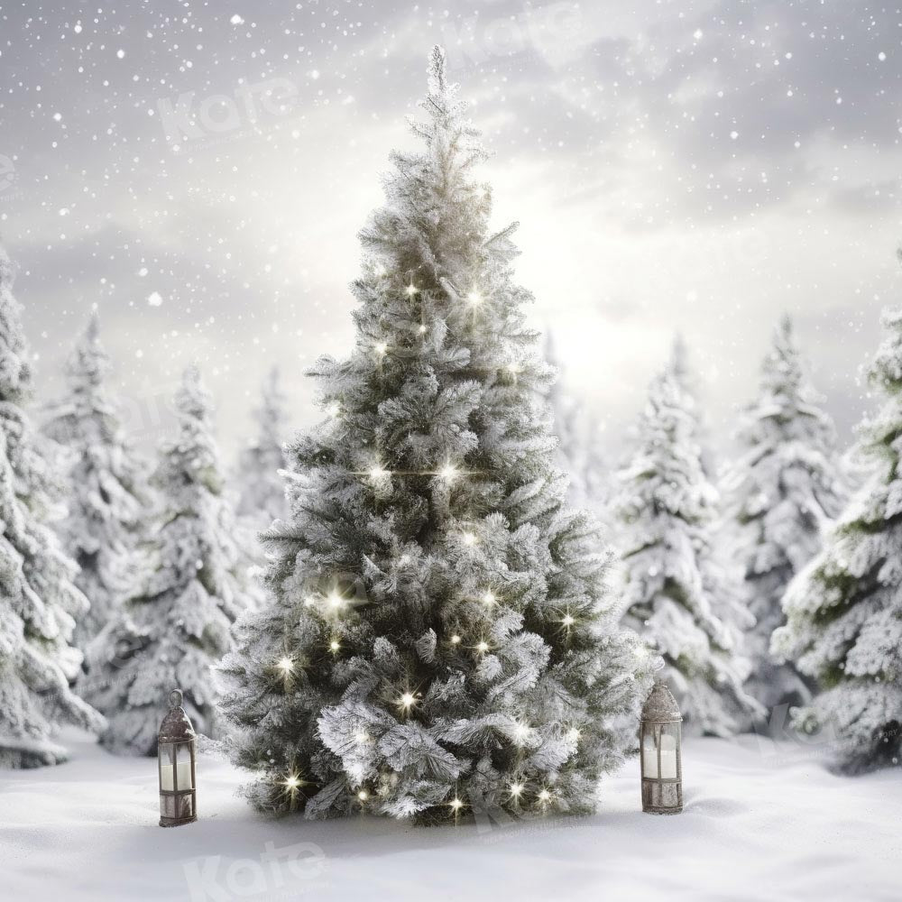 Kate Christmas Winter Snowy Tree Outdoor Backdrop Designed by Chain Photography