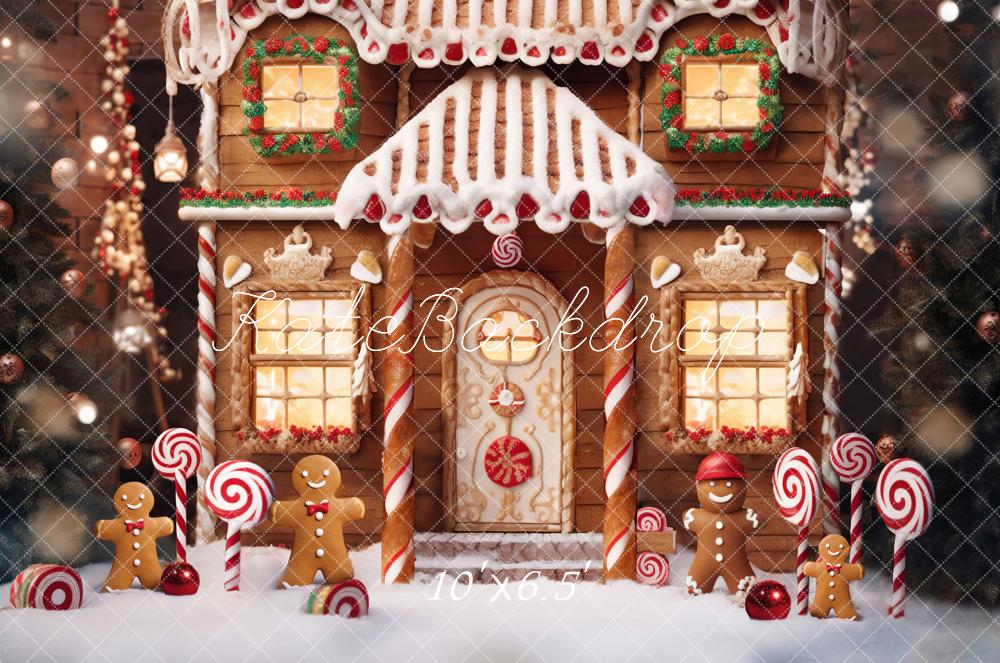 Kate Christmas Winter Gingerbread House Snow Backdrop Designed by Chain Photography