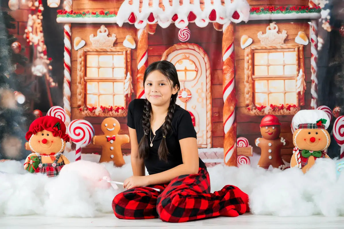 Kate Christmas Winter Gingerbread House Snow Backdrop Designed by Chain Photography (only ship to Canada)