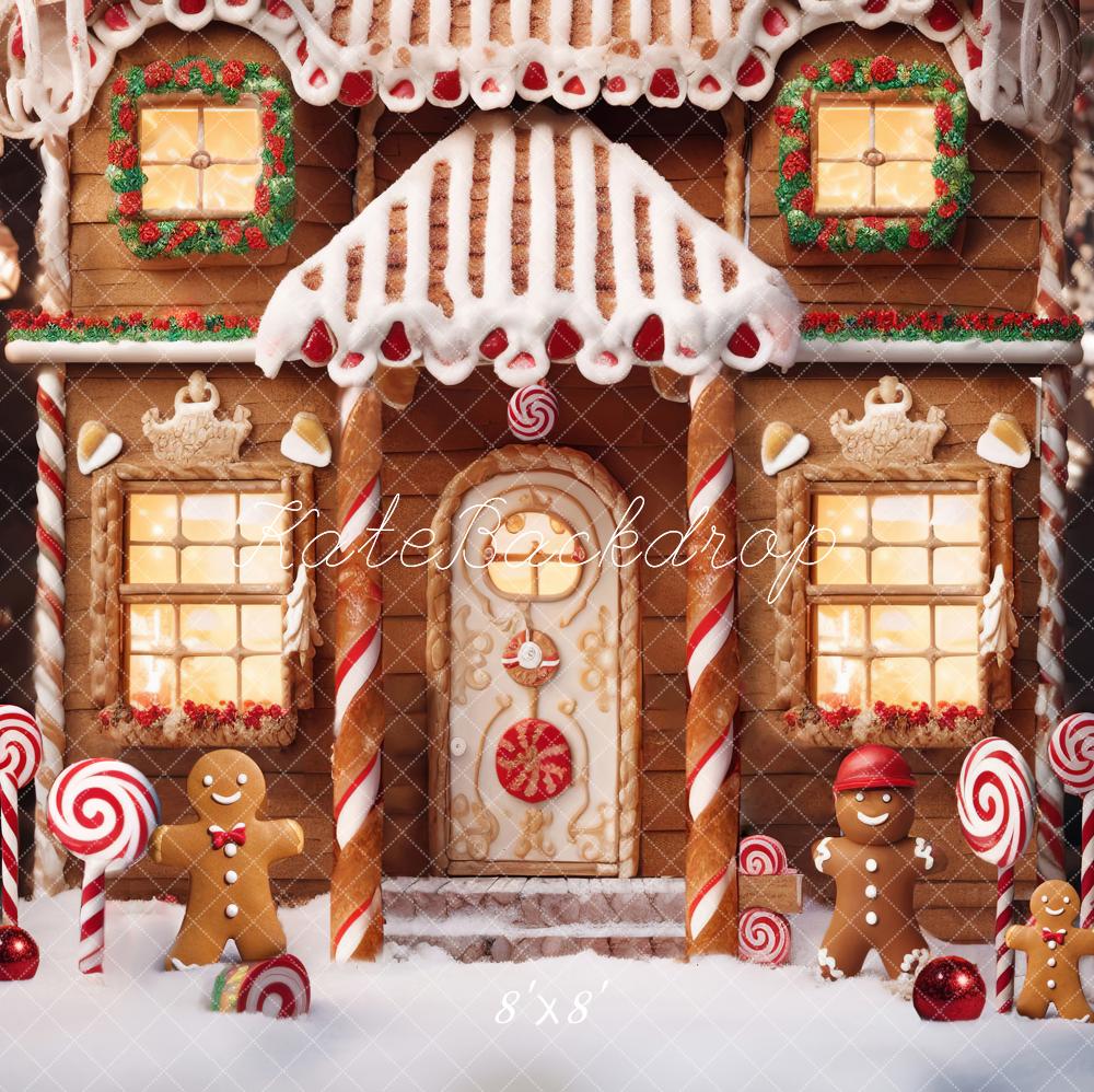 RTS Kate Christmas Winter Gingerbread House Snow Backdrop Designed by Chain Photography