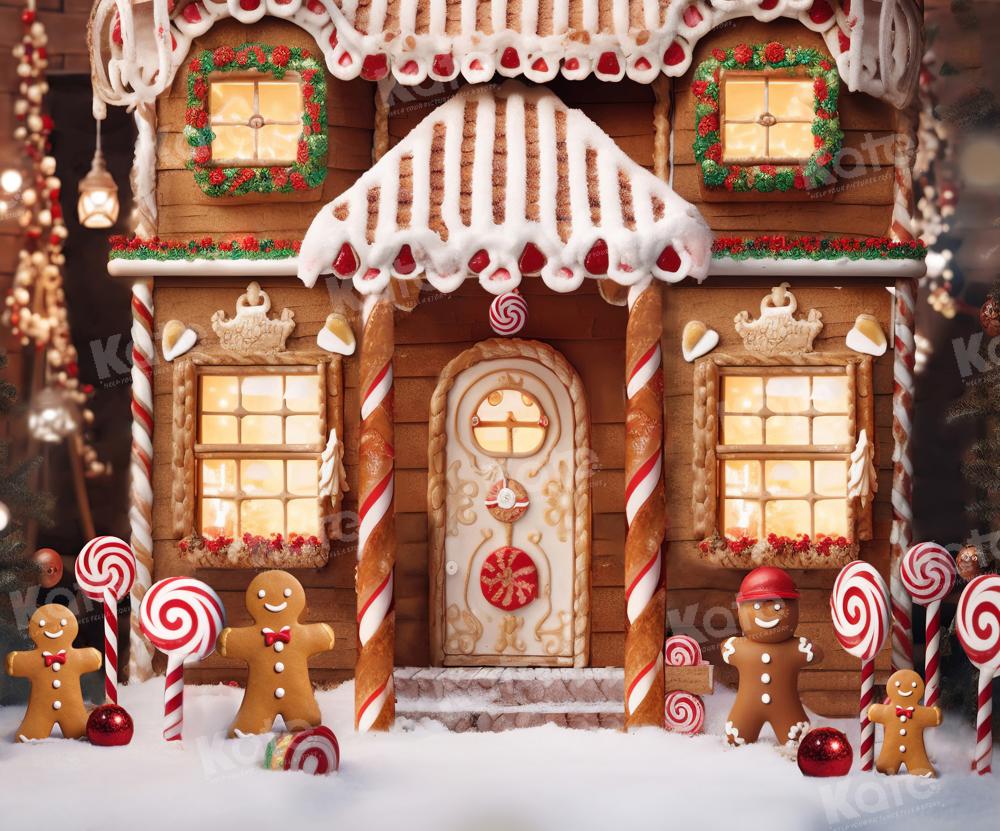 Kate Christmas Winter Gingerbread House Snow Backdrop Designed by Chain Photography (only ship to Canada)