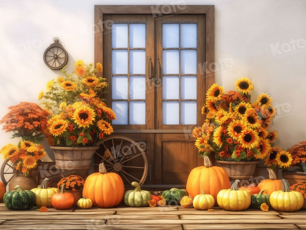 Fondo de calabaza y girasol de otoño diseñado por Chain Photography