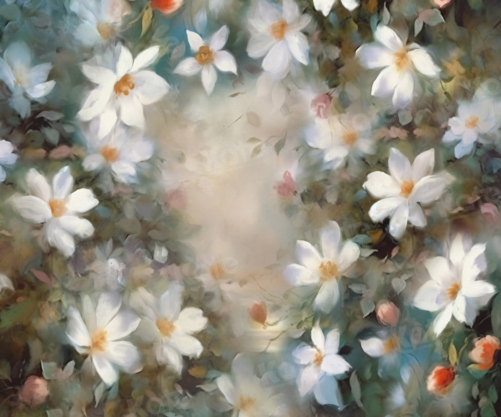 Kate Fine Art Hand Painted White Flower Backdrop Designed by GQ