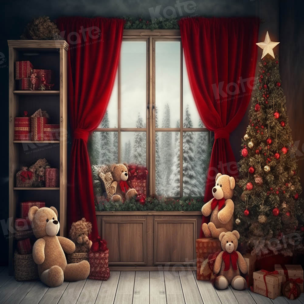 RTS Kate Christmas Room Teddy Bear Windows Backdrop Designed by Chain Photography