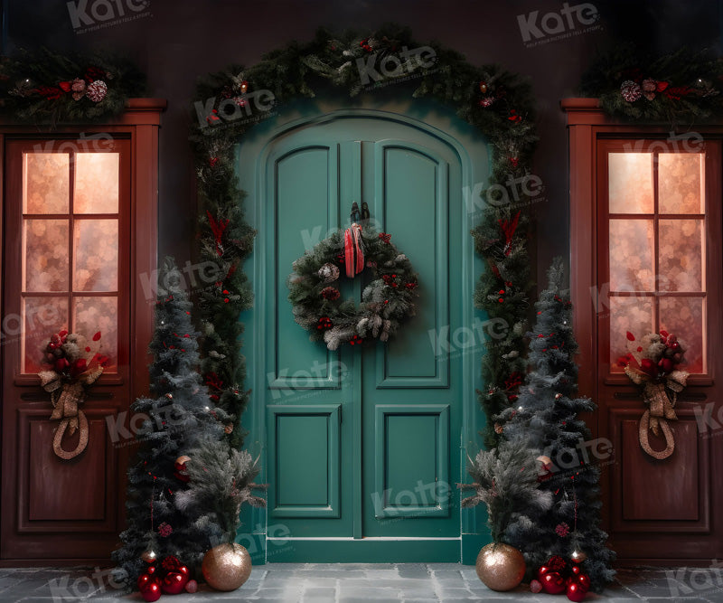 Kate Christmas Green Door Night Street Backdrop for Photography