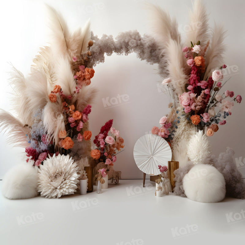Kate Boho Floral Arch White Wall Backdrop for Photography