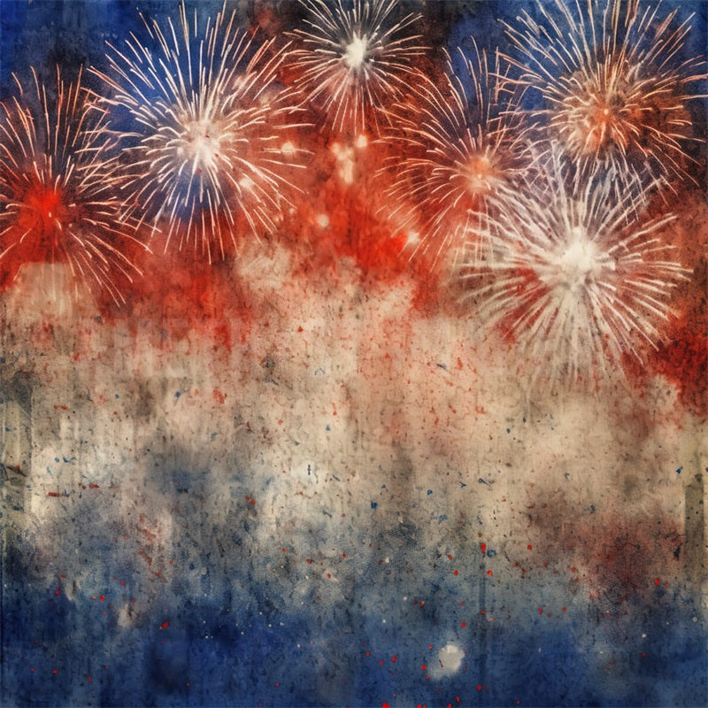 Kate Aged Red White Blue Brick Wall Independence Day Backdrop Designed by Angela Miller