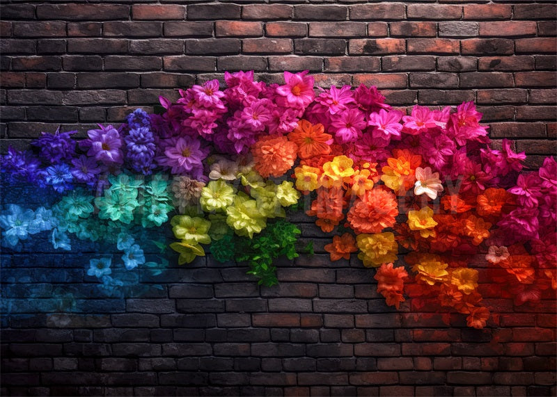 Kate Color Rush Floral Brick wall Backdrop Designed by Angela Miller
