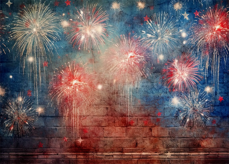 Kate Grafitti Firework Brickwall Independence Day Backdrop Designed by Angela Miller