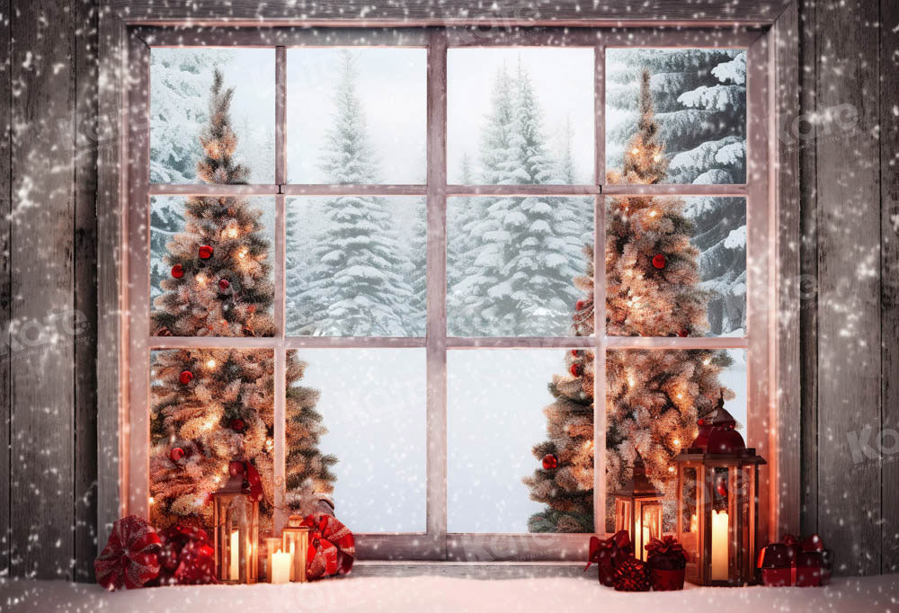Kate Christmas Tree Snowy Window Backdrop Designed by Chain Photography