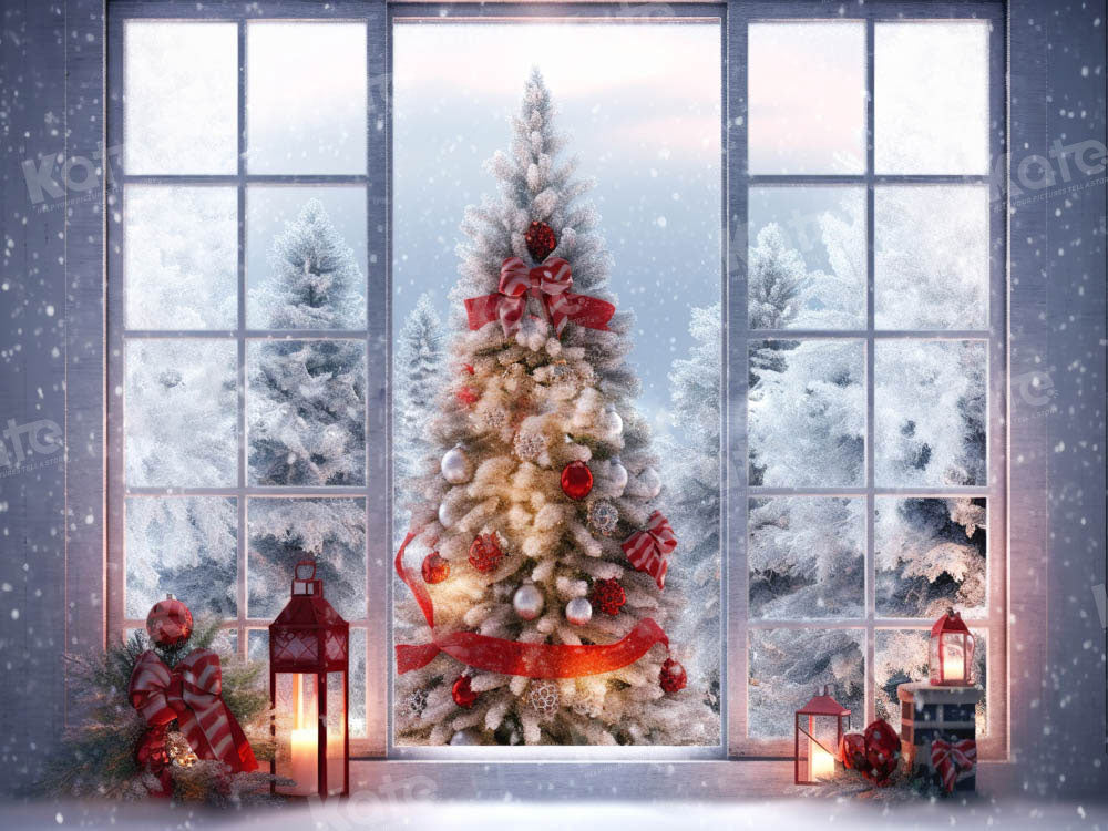 Kate Christmas Tree Snowy Window Gift Backdrop Designed by Chain Photography