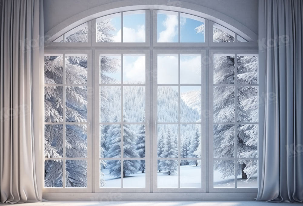 Kate Winter Outwindow Snowy Trees Backdrop Designed by Chain Photography