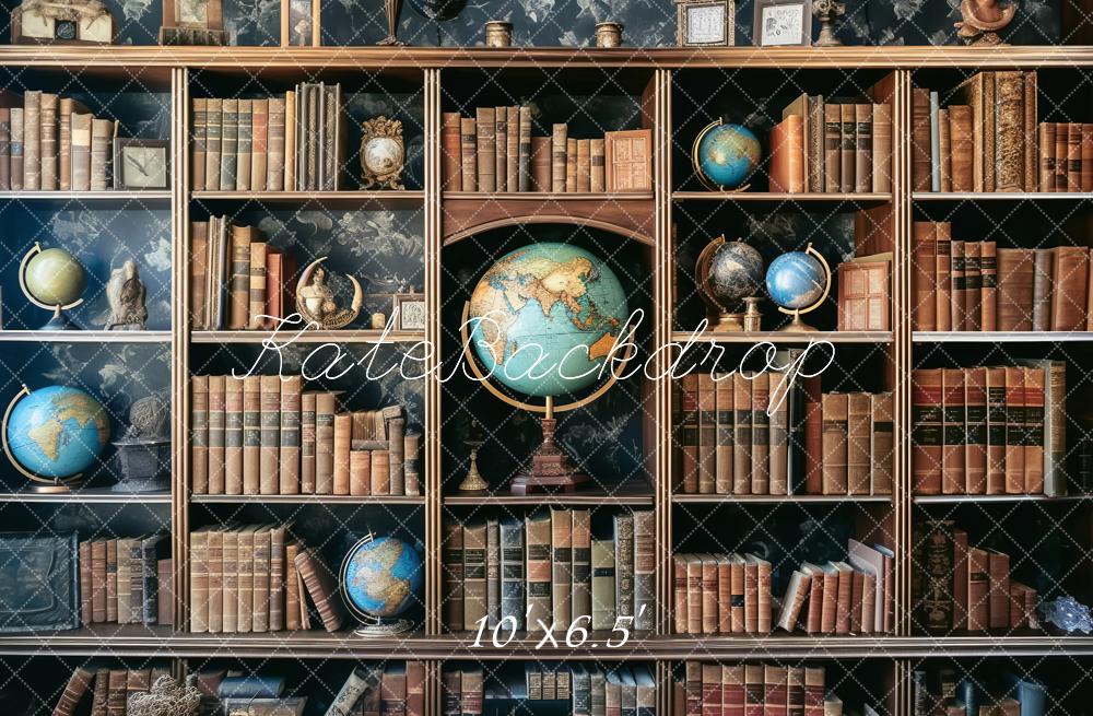 Kate Back to School Book Shelf Globe Backdrop Designed by Chain Photography