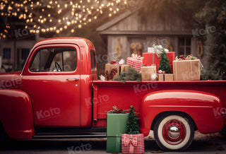 Kate Christmas Gift in Red Truck Printed Backdrop for Photography