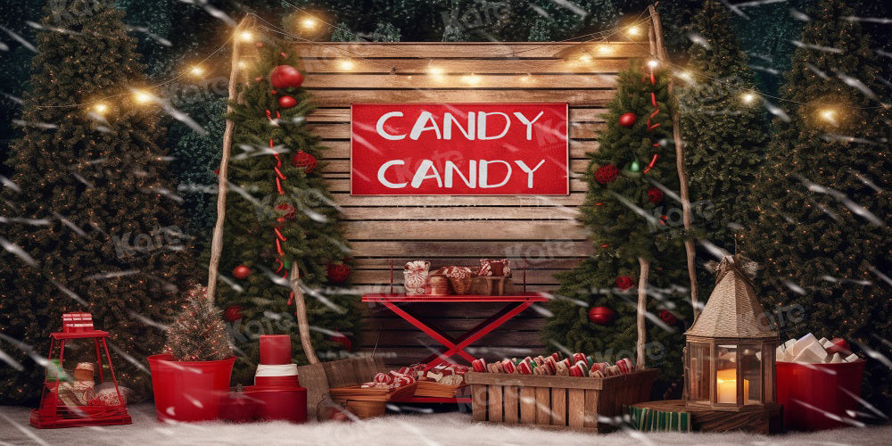 Kate Christmas Candy Cart Backdrop for Photography