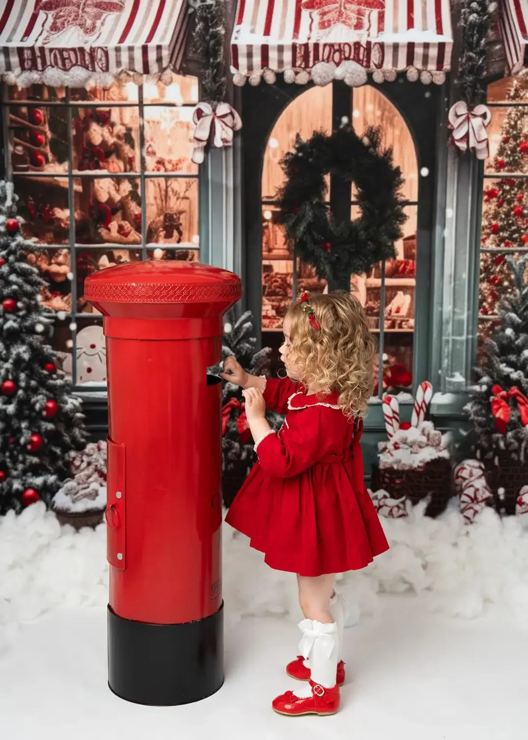 Kate Christmas Gift Store in Snow Fleece Backdrop for Photography
