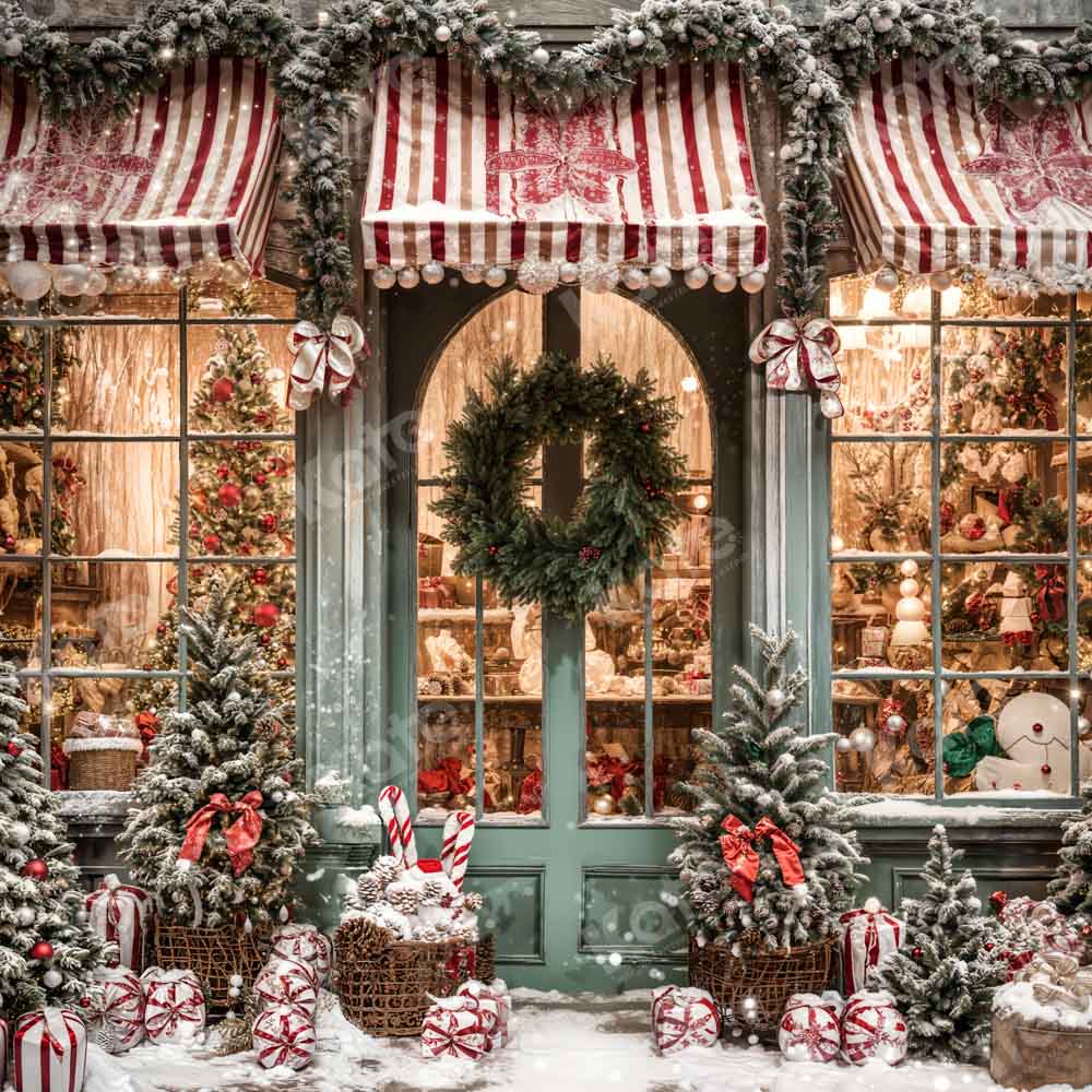 Kate Christmas Gift Store in Snow Backdrop for Photography (only ship to Canada)